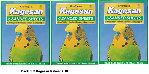 Kagesan Sandpapierbögen, Vogelkäfig, 3 x 6 Stück, 18 Blatt, 33 x 25 cm von Kagesan