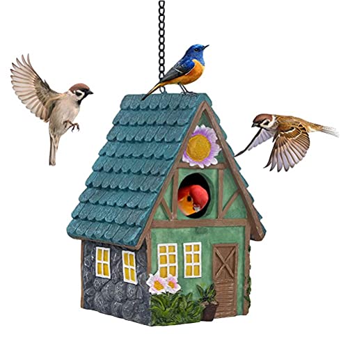Kagodri Vogelhaus zum Aufhängen für den Garten, Vogelhaus, Baum, dekorative Kunstharz-Ornamente, handgefertigt, zum Basteln von Kagodri