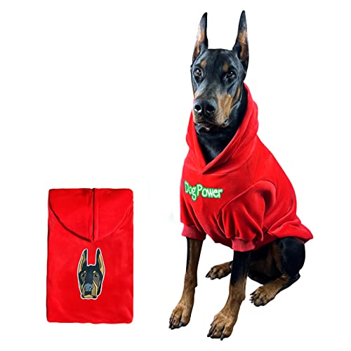 Kai Premium Hund Hoodie für Große Hunde, Samtmaterial, Dog Power, Mittelgroßer Hund Hoodie Großer Hund Pullover (5XL, Rot) von Kai Lifestyle & Wellness