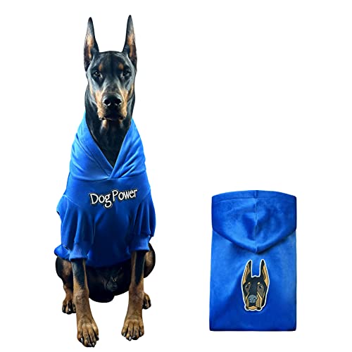 Kai Premium Hunde Hoodie für Große Hunde, Samtmaterial, Dog Power, Mittlere Hunde Hoodie, Hundepullover (Blau, 6X-Large) von Kai Lifestyle & Wellness