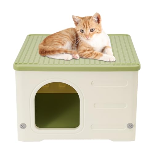 Kaichenyt Katzenhaus, mit Erhöhte Füße Tragfähigkeit Kapazität 30kg Freistehend Kleintierhaus Bogen-Design für Haushalten 53x41x38,3cm Grün+Weiß Kaichenyt Katzenhaus, mit Erhöhte Füße Tragfähigkeit Kapazität 30kg Freistehend Kleintierhaus Bogen-Design für Haushalten 53x41x38,3cm Grün+Weiß von Kaichenyt