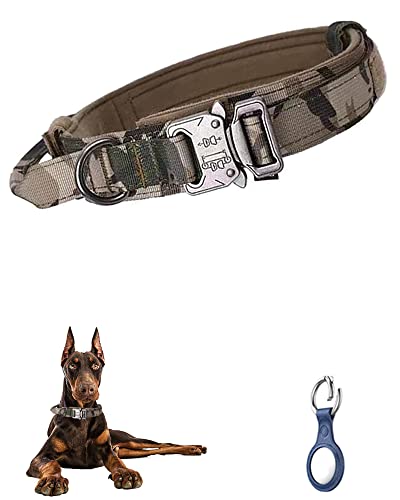 Taktisches Hundehalsband Verstellbares Hundehalsband mit Kontrollgriff und Schwermetallschnalle Military Nylon K9 Halsband für mittelgroße und große Hunde (M, Camo) von Kaizernek