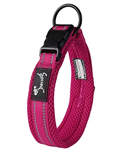 PETTOM Hundehalsband Verstellbare Nylon Hunde Halsband Atmungsaktives Reflektierend Halsband (Rose XS) von PETTOM