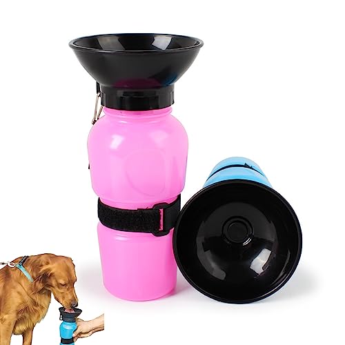 Kakbrt Hunde-Wasserflasche, 500 ml, tragbare Wasserflasche für Hunde, Katzen, Reise-Wasserflasche mit Spender-Trinknapf, einfach, Haustiere auf langen Spaziergängen hydratisiert zu halten von Kakbrt
