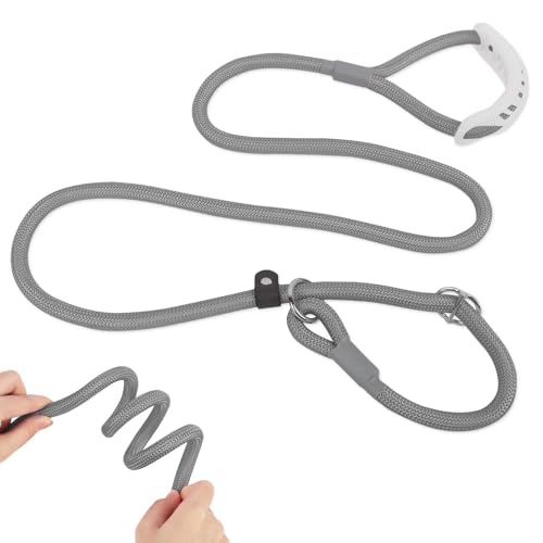 Kaket Hundeleine 1,5 m, Hundetrainingsleine Seil, Retrieverleine für Hunde, Rosa Grau, Lange Seilleine für Hunde (Grau) von Kaket