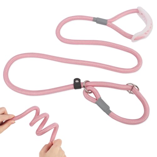 Kaket Hundeleine 1,5 m, Hundetrainingsleine Seil, Retrieverleine für Hunde, Rosa Grau, Lange Seilleine für Hunde (Rosa) von Kaket