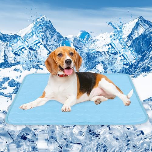 Kühlmatte für Hunde, 100 x 70 cm, Hundekühlmatte für heißen Sommer, kühle Stoffmatte für Hunde, Katzenkühlmatte, Haustier-Kühlmatte für Zwinger, Reisen, Sofa, Hundebett (Blau, M) von Kaket