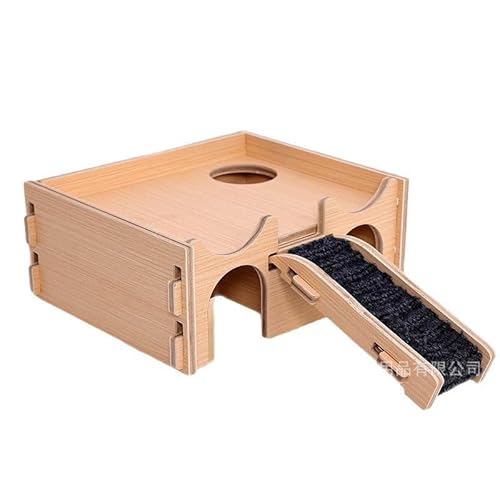 Kakveiai Hamsterhaus, Hölzernes Hamsterhaus, Holzhamster Habitat, Hamster Eckhaus, Hölzernes Hamsterhaus mit Leiter, Mehrzweck-Hamsterhaus aus natürlichem Holz mit hoher Dichte Hamstertunnel von Kakveiai