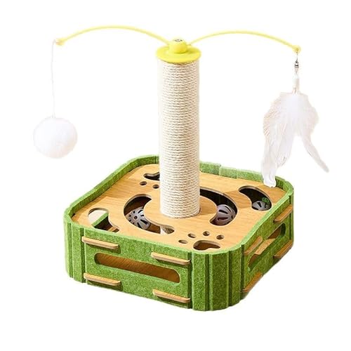 Kratzsäule für Katzen, Katzenspielzeug aus Roller, 2-lagiger Drehteller Interaktives Katzen Spielzeug mit Federn, 3-in-1 Kitten Spielzeug interaktiven Bällen und hängenden Bällen und Katzenkratzen Kratzsäule für Katzen, Katzenspielzeug aus Roller, 2-lagiger Drehteller Interaktives Katzen Spielzeug mit Federn, 3-in-1 Kitten Spielzeug interaktiven Bällen und hängenden Bällen und Katzenkratzen von Kakveiai