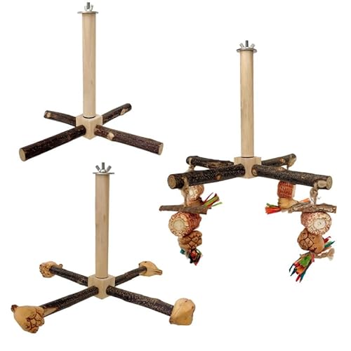 Spielzeug für Vogelkäfig, Vogelstangen aus Naturholz, Rotierende Papageienstange, Holz Karussell Sitzstangen für Wellensittiche Papagei Vogelspielplatz, Natürliches Kau-Spielzeug Spielzeug für Vogelkäfig, Vogelstangen aus Naturholz, Rotierende Papageienstange, Holz Karussell Sitzstangen für Wellensittiche Papagei Vogelspielplatz, Natürliches Kau-Spielzeug von Kakveiai
