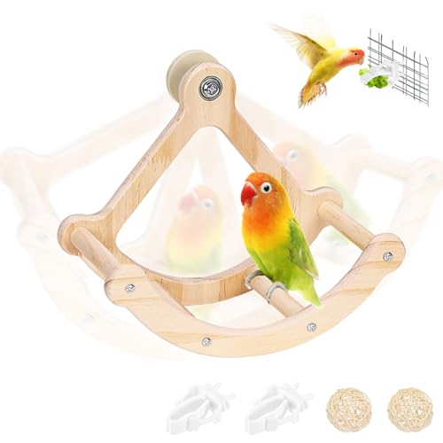 Vögel Spielzeug, Papageienspielzeug, Spielzeug für Nymphensittiche, Holz Vogel Schaukel für Papageien, Schaukel Piratenschiff, Naturholz, Piratenschiff Form, Robuste Sitzstange und Spielzeug von Kakveiai