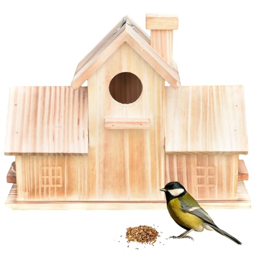 Bird House, hölzernes Vogelhauszimmer mit runden Löchern, hängendes Vogelhaus für Bluebird Finch Cardinal Nisting Box für Hinterhof/Innenhof/Terrasse Dekor von Kalastussaari