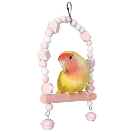 Kalastussaari Hölzerner Vogelschwung, Bogenform Shot Swing Spielzeug mit hölzernen Barsch 7x5 Zoll Hummingbird Swing mit Glockencharme Clip Hängende Vogelspielzeug für Vogelkäfig von Kalastussaari