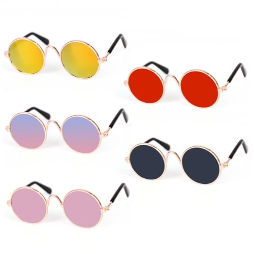 Hunde Sonnenbrille, 5pcs UV -Schutz runde Metallgläser, kleine süße modische Sonnenbrille für Hunde Katzen Haustier, 5 Farben Hunde Sonnenbrille, 5pcs UV -Schutz runde Metallgläser, kleine süße modische Sonnenbrille für Hunde Katzen Haustier, 5 Farben von Kalastussaari
