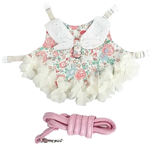 Kalastussaari Kaninchengurt und Leine Set, Blumenhasenkleider mit 4ft Leine, Wanderweste für Kätzchen Ferret Chihuahua Welpe und mehr von Kalastussaari