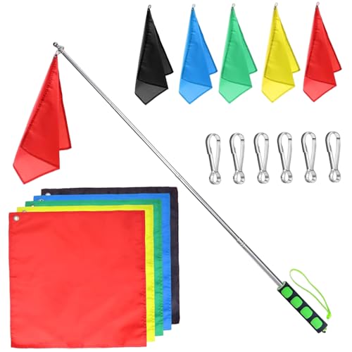 Kalastussaari Pferde -Trainingsflagge, 5pcSportable Reitfahne Nylon -Trainingsflaggen mit 47 -Zoll -Teleskop -Fahnenmast und Schnallen für Pferdeverrichte /17x17 Zoll von Kalastussaari