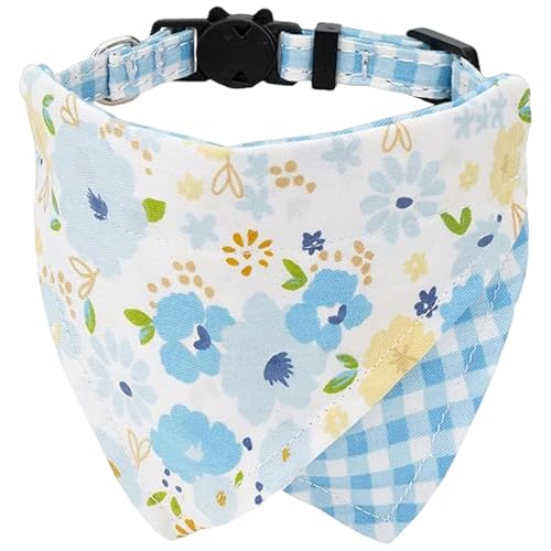Katzenbandana-Kragen, abnehmbares doppelseitiges Katzenbandana mit Glocke, Blumenplaid niedlicher Katzenkragen, verstellbares Bandana für Katzen, Welpe Katzenbandana-Kragen, abnehmbares doppelseitiges Katzenbandana mit Glocke, Blumenplaid niedlicher Katzenkragen, verstellbares Bandana für Katzen, Welpe von Kalastussaari