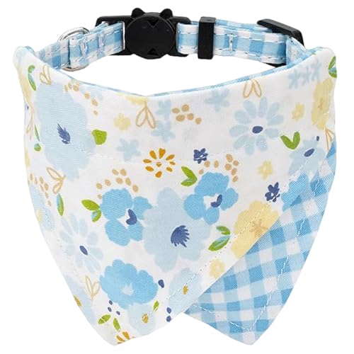 Katzenbandana -Kragen, kleine Hundekragen mit Glocke, Blumenblumenplaid niedlicher Katzenkragen, verstellbares Bandana für Welpen von Kalastussaari