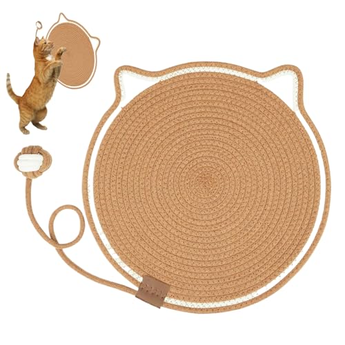 Katzenkratzmatte 17in Katzenförmiger Katzenkratzpolster mit Seilkugel Kratzerresistant waschbar atmungsable Wattestäte Seilkratzer für Innenkatzen, Karamellfarbe Cat Kratzplatte Katzenkratzmatte 17in Katzenförmiger Katzenkratzpolster mit Seilkugel Kratzerresistant waschbar atmungsable Wattestäte Seilkratzer für Innenkatzen, Karamellfarbe Cat Kratzplatte von Kalastussaari