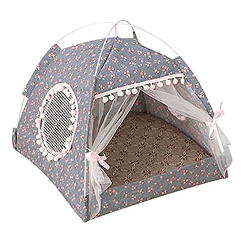 Katzenprinzessinbett Zelthaus, Kitty niedes Zelt im Innen, tragbares Klapp-/Außenhöhlennestbett für Katze unter 2, 5 kg (Dunkelgrau/l) von Kalastussaari