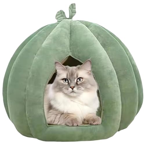 Kürbiskatze Höhlenbett, weich überdachte Versteck mit abnehmbarem Kissen, warmes Kitty -Haus für Innenhüter/14x14x12 von Kalastussaari