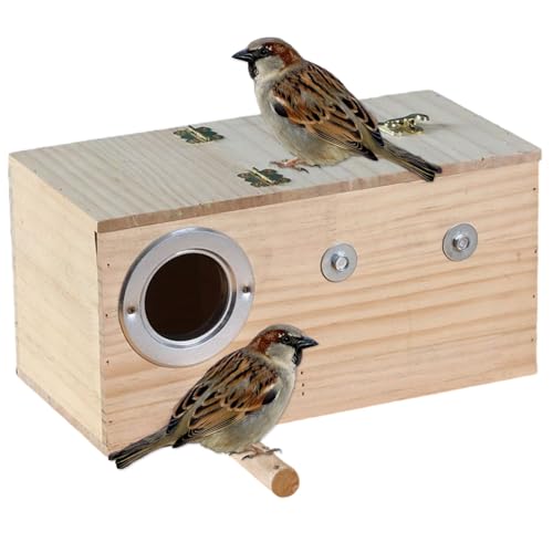 SCAKEET Nesting Box 8x5x5 visueller Holzvogelnest -Brutschachtel mit Rundtür, innerer Schallwand, Außen Barsch und offenbarem Deckel Natural Sturdy Bird House für Käfig SCAKEET Nesting Box 8x5x5 visueller Holzvogelnest -Brutschachtel mit Rundtür, innerer Schallwand, Außen Barsch und offenbarem Deckel Natural Sturdy Bird House für Käfig von Kalastussaari