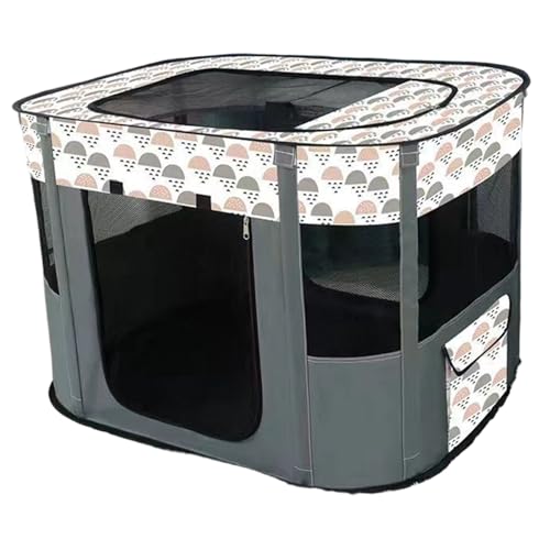 Tragbarer Hundekatze -Spielstall, Faltbarer Pet Play Stift, atmungsaktiver Oxford -Stoffkatze mit Roll -Up -Tür und Tasche für Innenräume im Freien/28x22x18 von Kalastussaari