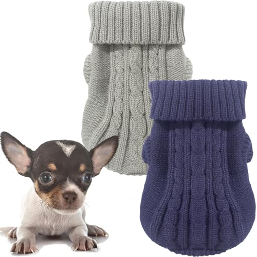 2er-Pack Hundepullover für kleine Hunde, Chihuahua-Yorkie-Pullover, Hundekleidung für kleine Hunde, warmer Winterpullover, Haustier-Katzenpullover, kaltes Wetter, Welpen-Kleidung, Outfits (XXS) von Kallfir's cutie