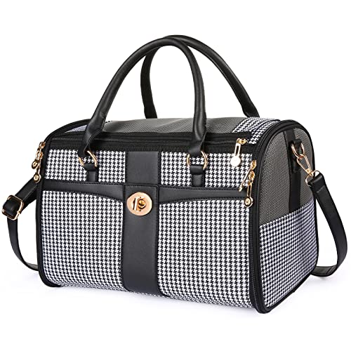 Modische Hundetasche für kleine Hunde mit Schultergurt, hält bis zu 4.5 kg, hochwertiges PU-Leder, Haustiertrage, Katzentasche, Welpenbörse für Reisen von KaloKLU