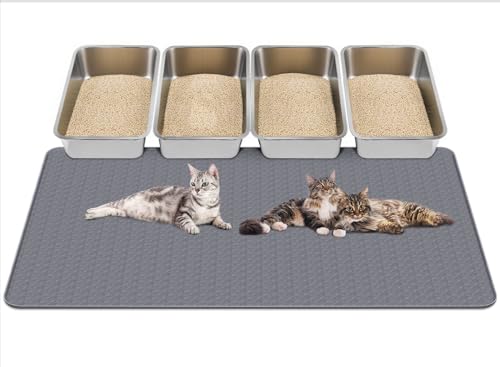 Kalolary Extra Große Katzenstreu Matte – Katzennapf Silikon Streumatte zur Streu-Kontrolle, weich für Katzenpfoten, wasserdicht & leicht zu reinigen (Grau, 130 x 65 cm) von Kalolary