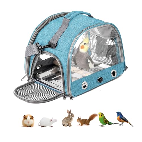 Tragetasche Für Papageien, Vogel-Tragetasche Mit Stehstange Und Edelstahl-Tablett, Leichter Rucksack Für Papagei, Faltbare Transportbox Voge, Transporttasche Für Kleine Vögel, für Papageien, Blau Tragetasche Für Papageien, Vogel-Tragetasche Mit Stehstange Und Edelstahl-Tablett, Leichter Rucksack Für Papagei, Faltbare Transportbox Voge, Transporttasche Für Kleine Vögel, für Papageien, Blau von Kalsey
