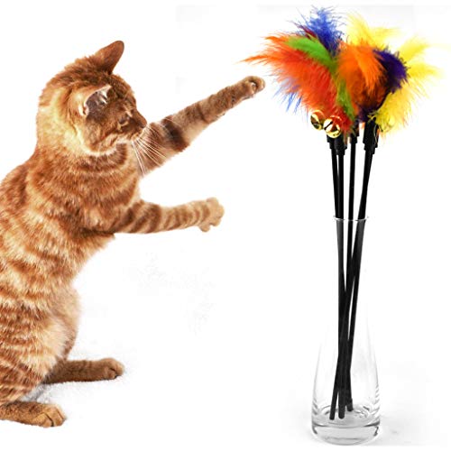 Katzenspielzeug Zauberstab mit Federglocken Katze Interaktives Teaser Spielzeug Katze Interaktives Federspielzeug Katze Teaser Zauberstab für Katze Kätzchen von Kalttoy