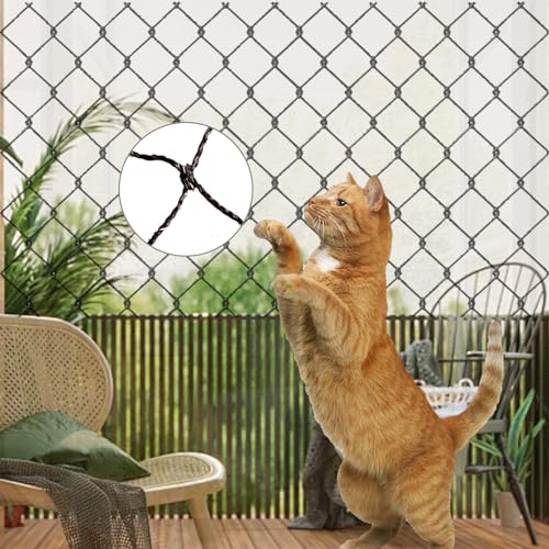 Katzennetz für Balkon, 3 x 4m Drahtverstärktes Balkonnetz für Katzenschutz, Katzen Schutznetz mit 20M Befestigungsseil und Zubehör für Fenster Terrasse Tür Innen und Außen (3 * 4m) von Kamanan