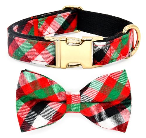Hundehalsband, Fliege, Weihnachten, rot/schwarz/grün, kariert Hundehalsband, Fliege, Weihnachten, rot/schwarz/grün, kariert von Kamercy