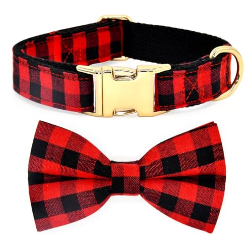 Hundehalsband, Fliege, weihnachtliches Karomuster, Rot und Schwarz Hundehalsband, Fliege, weihnachtliches Karomuster, Rot und Schwarz von Kamercy