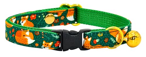 Kamercy Breakaway Katzenhalsband, grünes Fuchsmuster, Größe XS (20,3 cm – 33 cm) von Kamercy