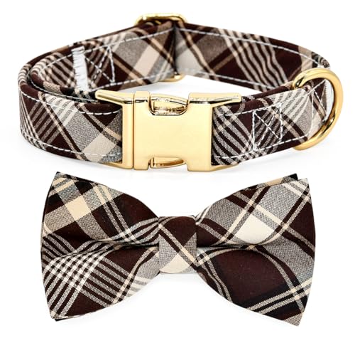 Kamercy Hundehalsband mit Fliege, Vintage-Stil, Dunkelbraun und Beige kariert Kamercy Hundehalsband mit Fliege, Vintage-Stil, Dunkelbraun und Beige kariert von Kamercy