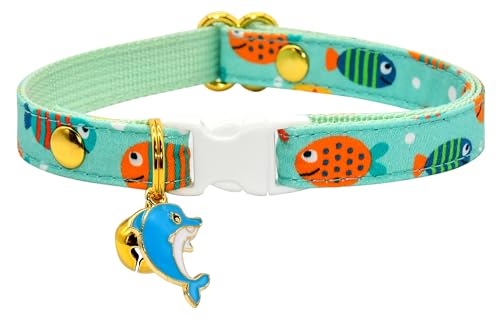 Katzenhalsband mit Anhänger, bunte tropische Fische, Sicherheitsverschluss für Kätzchen Katzenhalsband mit Anhänger, bunte tropische Fische, Sicherheitsverschluss für Kätzchen von Kamercy