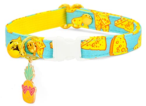 Katzenhalsband mit Anhänger – Sicherheitskatzenhalsband, Breakaway/Feinschmecker, Käseliebhaber, Geschenk für Katzen, Kätzchen (15,2 cm – 25,4 cm) von Kamercy