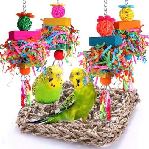 Kangtm Sittichspielzeug, Vogelspielzeug, Conure-Spielzeug, Vogelkäfigständer, Futterwand für Vögel, Aus Seegras Gewebte Hängematte, Schaukelmatte für Nymphensittiche Kangtm Sittichspielzeug, Vogelspielzeug, Conure-Spielzeug, Vogelkäfigständer, Futterwand für Vögel, Aus Seegras Gewebte Hängematte, Schaukelmatte für Nymphensittiche von Kangtm