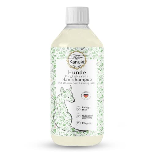 Kanuki pflegendes Hundeshampoo mit Phyto Keratin & Hanfsamenextrakt für samtig weiches Fell 500ml - mit ätherischem Lemongrasöl, pH Wert 7.5, für alle Felltypen-ohne Silikone, Mineralöle und Parabene von Kanuki