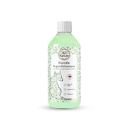 Kanuki pflegendes Hundeshampoo mit marokkanischem Arganöl 500ml – mit ätherischem Fichtennadelöl, pH-Wert 7.5, schonende Reinigung für alle Felltypen – ohne Silikone, Parabene und Parfum von Kanuki