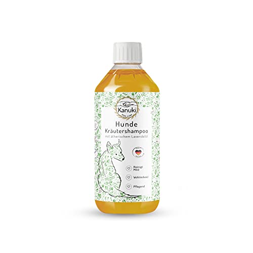 Kanuki pflegendes Hundeshampoo mit natürlichen Kräuterextrakten 500ml – mit ätherischem Lavendelöl, pH-Wert 7.5, schonende Reinigung für alle Felltypen – ohne Silikone, Parabene und Parfum von Kanuki