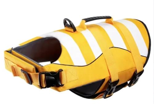 Pet Supplies Sommer Hund Rettungsweste Leichter Verstellbarer Klettverschluss Medium Large Dog Badeanzug(gelb,L(39cm)) von Kanying