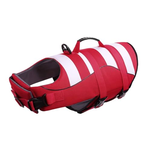 Pet Supplies Sommer Hund Rettungsweste Leichter Verstellbarer Klettverschluss Medium Large Dog Badeanzug(rot,XXL(49cm)) von Kanying