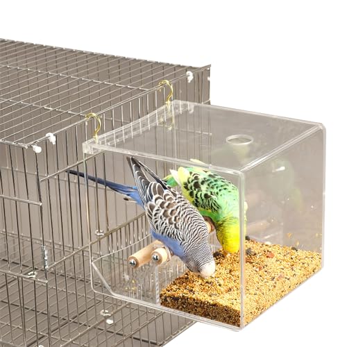 Automatischer Futterspender für Papageien zum Füttern von klaren Vögeln, auslaufsicher, Käfig montiert, Vogelfutter-Zubehör, Vogelfutterbox von Kaohxzklcn