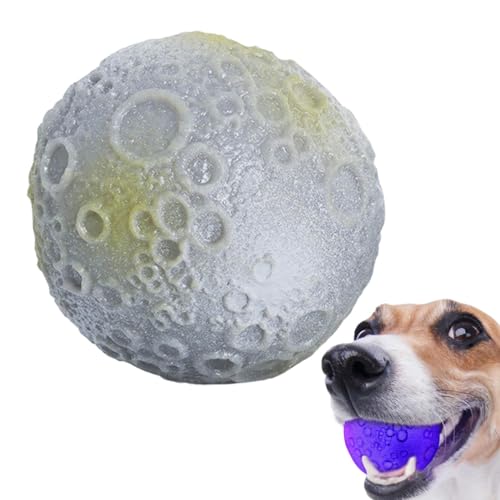 Kapaunn Interaktiver Hundespielzeugball,Interaktiver Hundeball,Hüpfendes Ballspielzeug für Hunde - Elastische Anreicherung mit Mondmuster, leuchtendes Haustierzubehör, Mundpflege für Haustier, Welpe, von Kapaunn