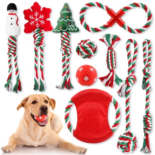 Kapetgo 10 Stück Weihnachts-Hundespielzeug für Welpen, Kauspielzeug Mit Seilspielzeug, Interaktives und Quietschendes Spielzeug für Kleine, Mittelgroße Hunde Kapetgo 10 Stück Weihnachts-Hundespielzeug für Welpen, Kauspielzeug Mit Seilspielzeug, Interaktives und Quietschendes Spielzeug für Kleine, Mittelgroße Hunde von Kapetgo