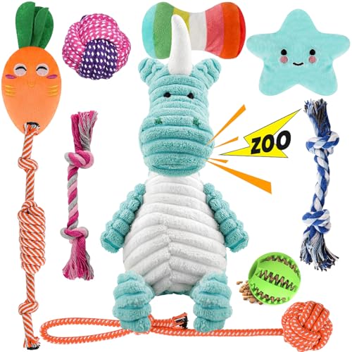 Kapetgo Hundespielzeug, Welpenspielzeug ab 8 Wochen, interaktives Seilspielzeug, unzerstörbar, robust, Kauspielzeug, Geschenk für kleine Hunde, blaues Einhorn, 10 Stück Kapetgo Hundespielzeug, Welpenspielzeug ab 8 Wochen, interaktives Seilspielzeug, unzerstörbar, robust, Kauspielzeug, Geschenk für kleine Hunde, blaues Einhorn, 10 Stück von Kapetgo