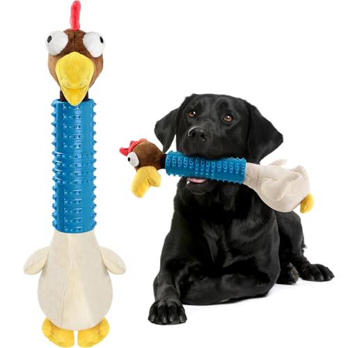 Kapetgo Hundespielzeug mit Huhn, quietschendes Kauspielzeug, interaktives Hundespielzeug für Langeweile, unzerstörbares Hundespielzeug und Kauspielzeug für Welpen, kleine, mittelgroße und große Hunde Kapetgo Hundespielzeug mit Huhn, quietschendes Kauspielzeug, interaktives Hundespielzeug für Langeweile, unzerstörbares Hundespielzeug und Kauspielzeug für Welpen, kleine, mittelgroße und große Hunde von Kapetgo